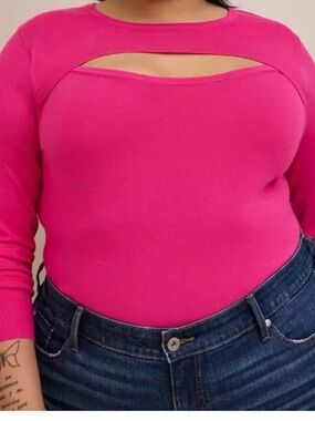 torrid Hot Pink Knit Top with Front Cutout
